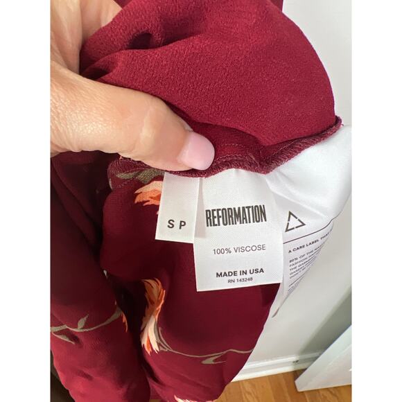 NWT Reformation Renee Auburn Floral Print High Slit Maxi Dress Burgundy Sz Small - Picture 5 of 10